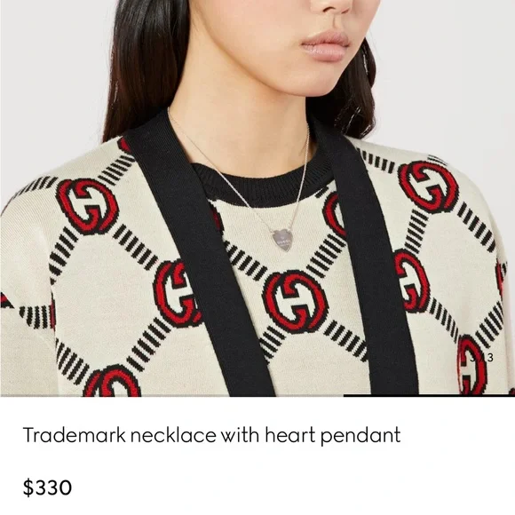 Gucci Silver and Brown Heart Necklace - Picture 5 of 5